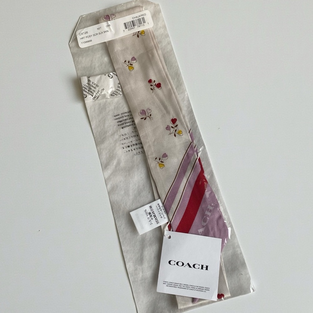 Coach Posy Hearts Skinny Scarf